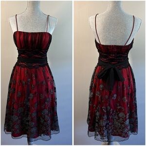 Jane USA Womens Y2K Red Black Lace Fairy Grunge Dress Size M Whimsigoth Vamp